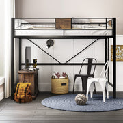 Twin Loft Bed with Ladder and Guardrail