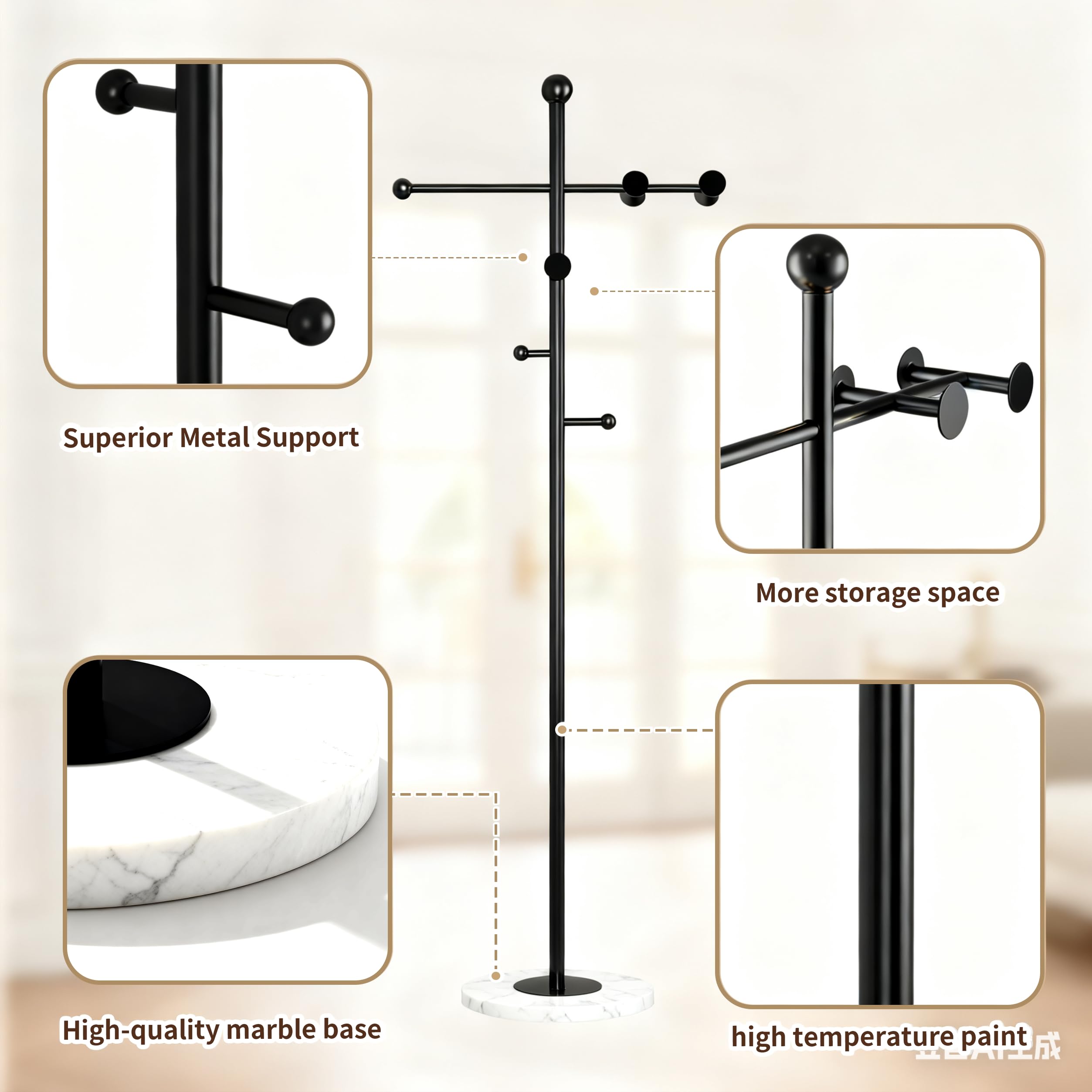 Modern Coat Rack with Marble Base