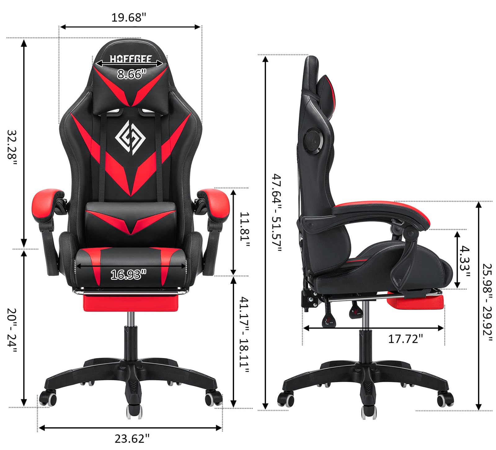 Gaming Chair with RGB Lights Speakers Massage
