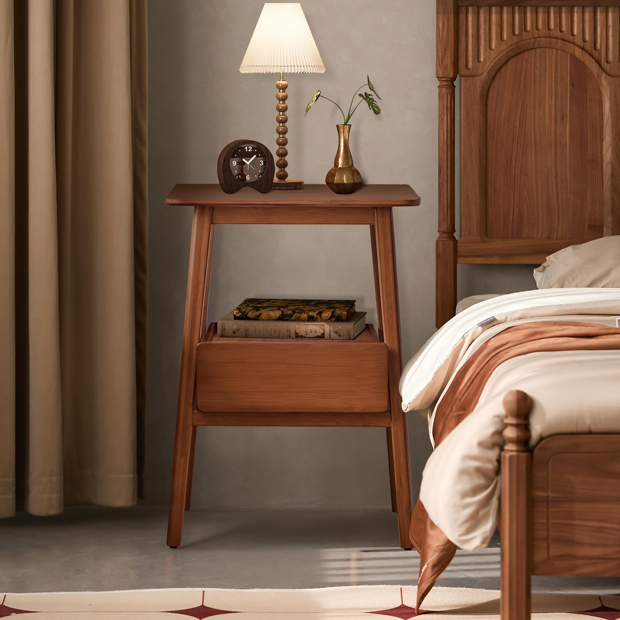 Bamboo Nightstand with USB Charging Port