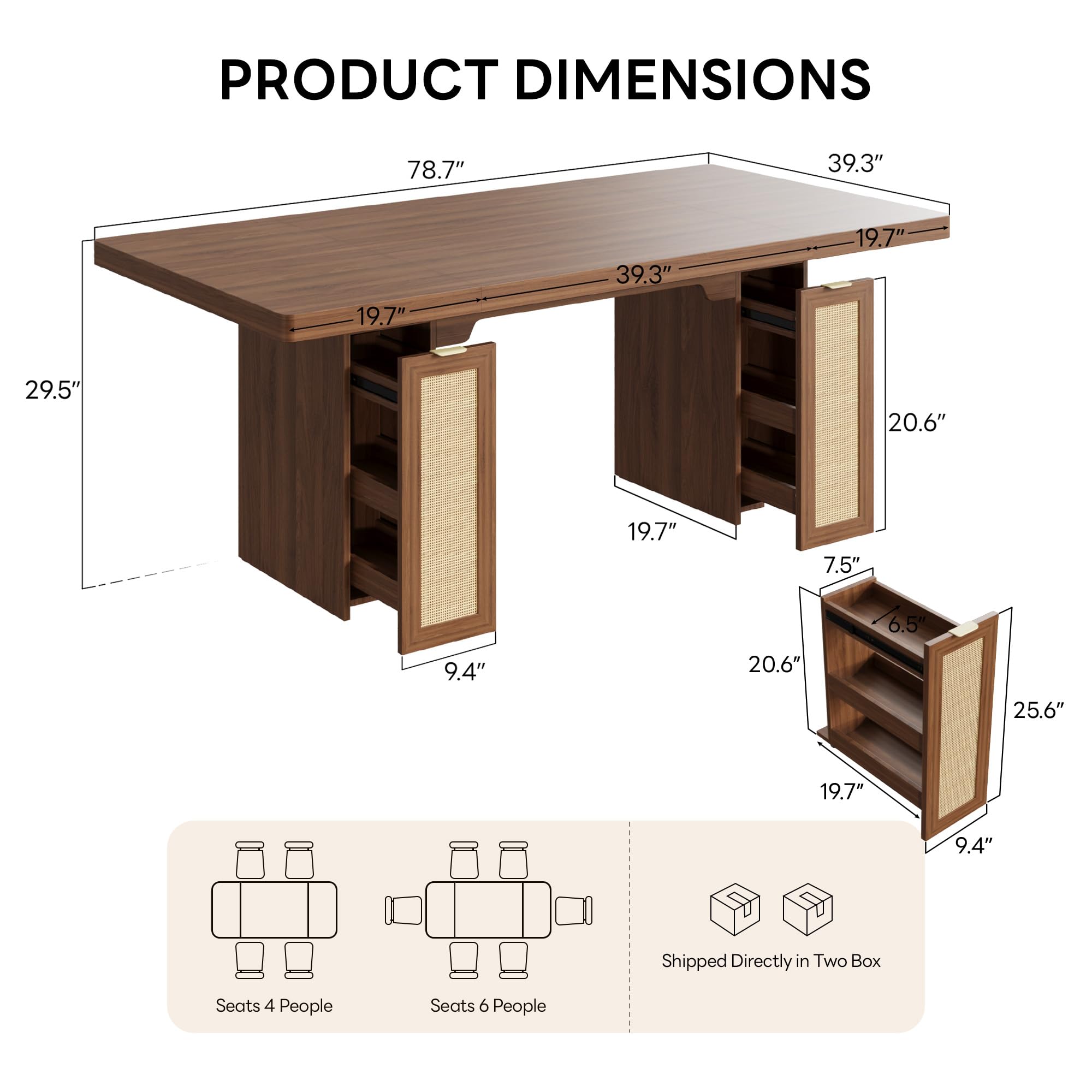 78.7" Farmhouse Dining Table with Hidden Storage Drawers