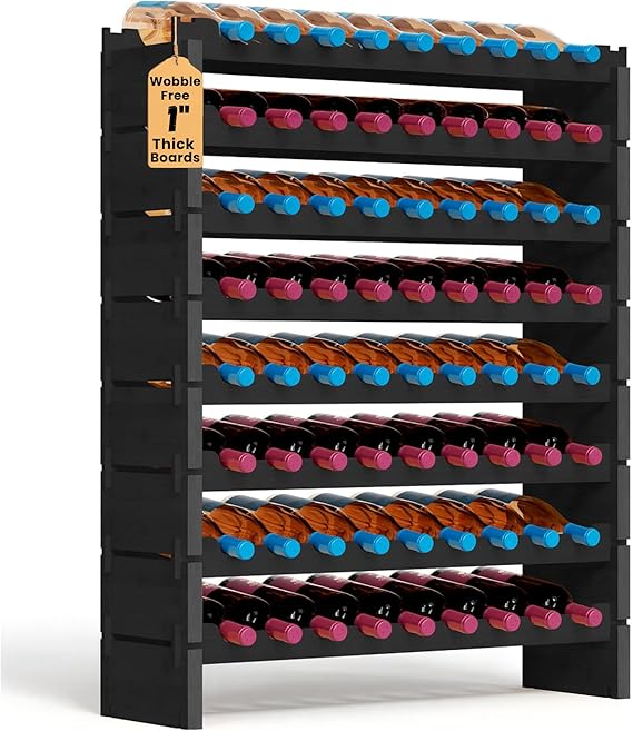 108 Bottle Bamboo Wine Rack Stackable Freestanding 12 Tier