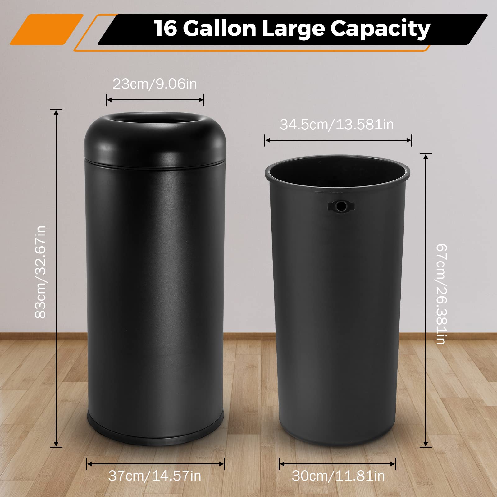 16.5 Gallon Stainless Steel Trash Can