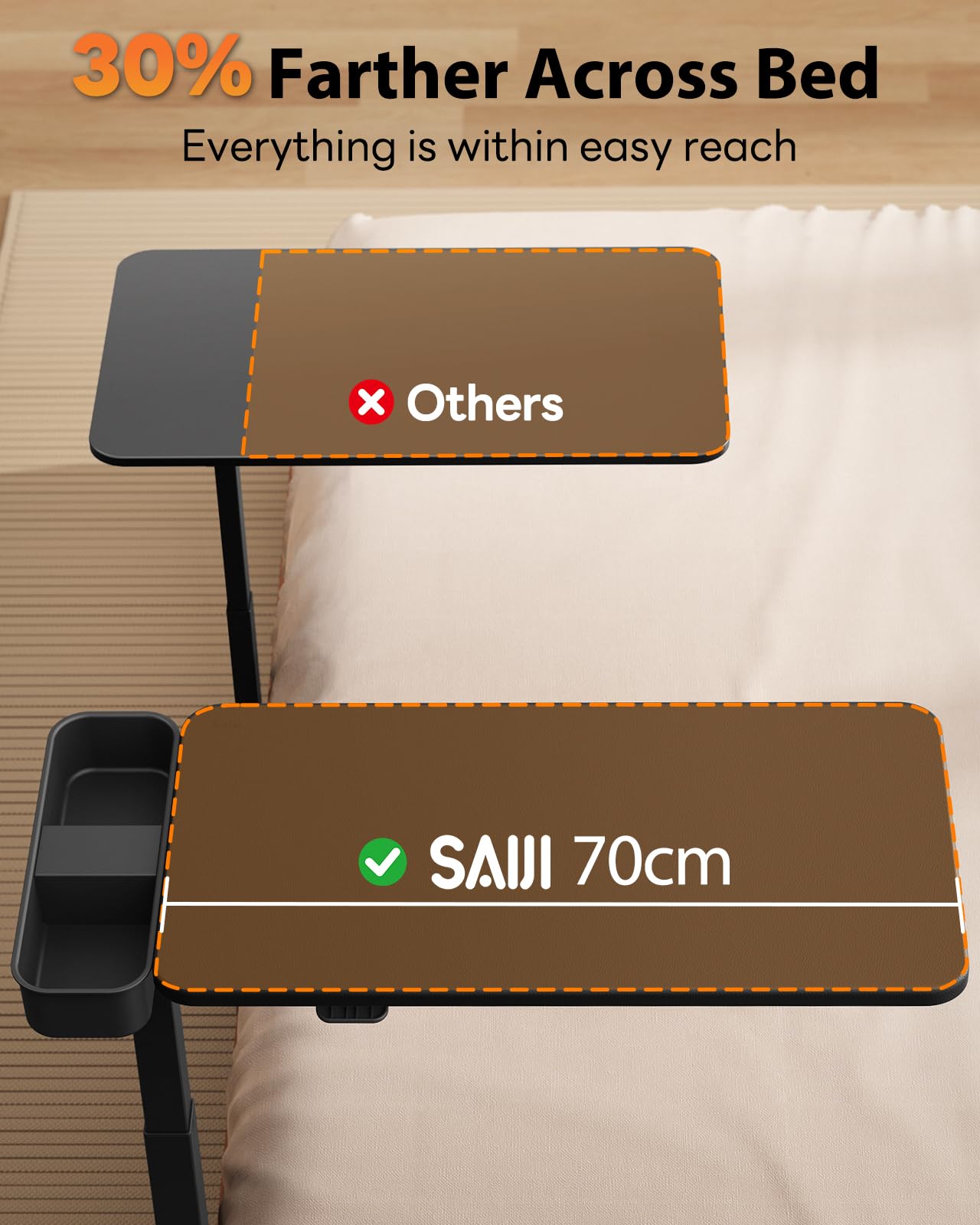 Magnetic Overbed Table with Wheels