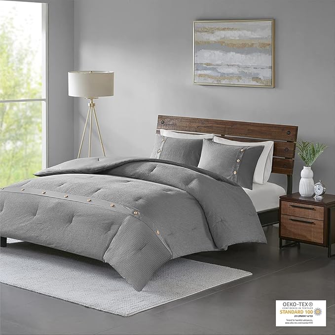 Cotton Waffle Weave Comforter Set King 3 Piece White