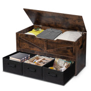 Storage Bench with 3 Drawers and Safety Hinges