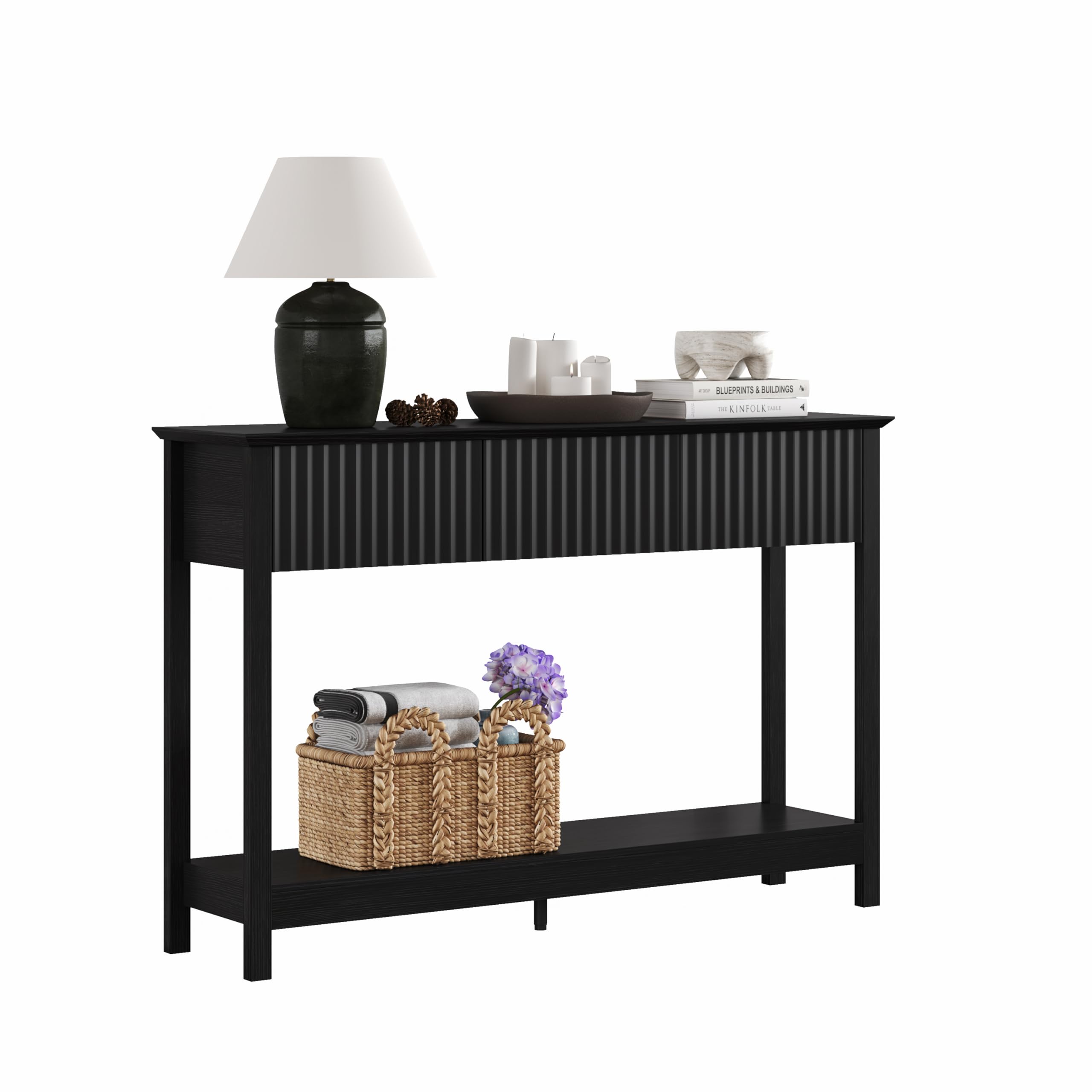 47" Fluted Console Table with 3 Drawers