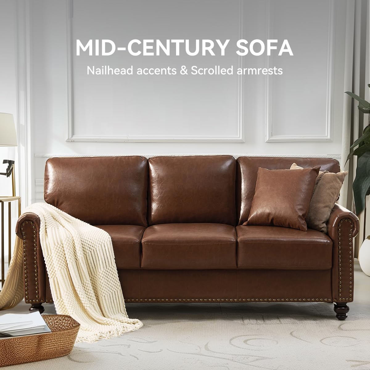80" Faux Leather Sofa with Storage