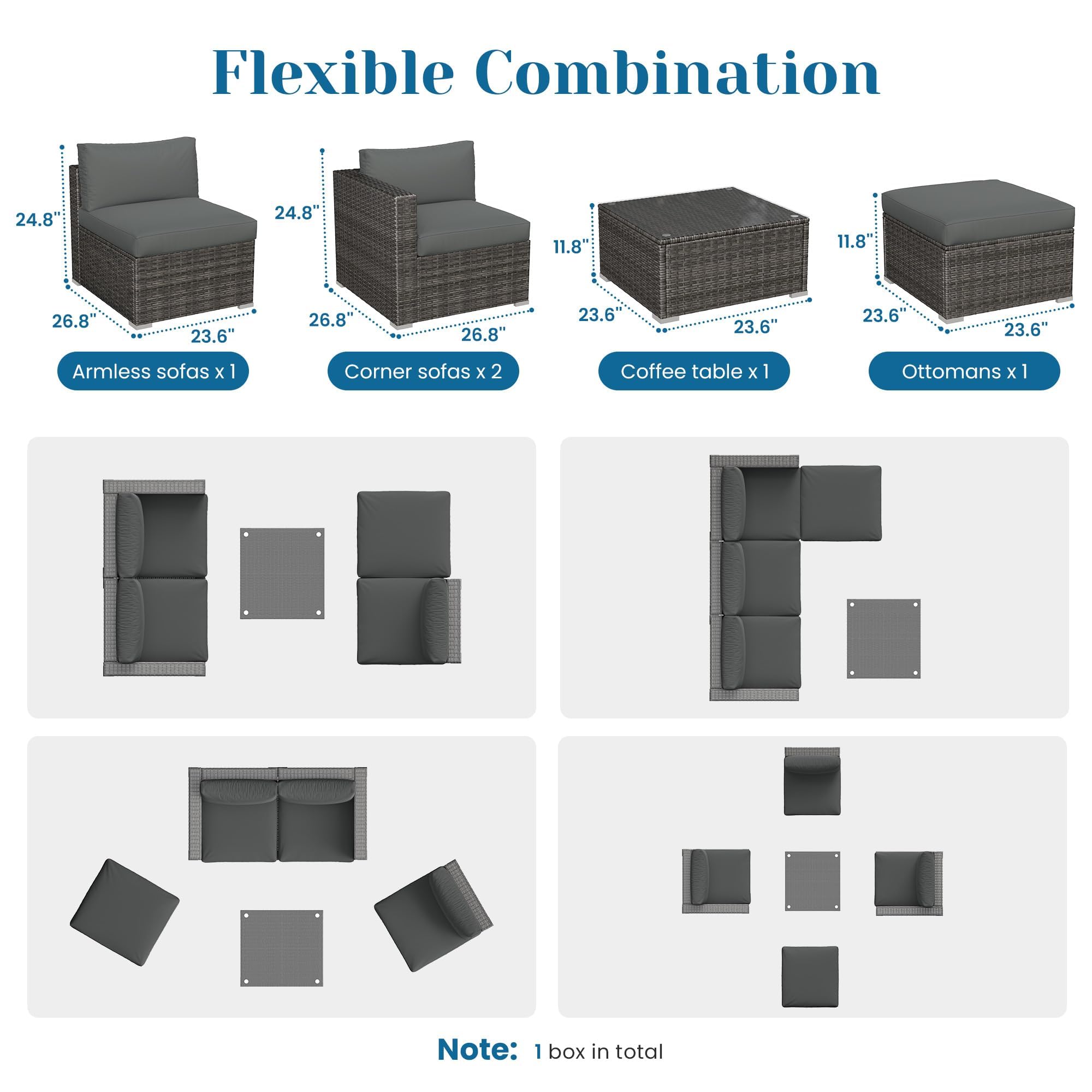 5-Piece Outdoor Patio Sectional Set
