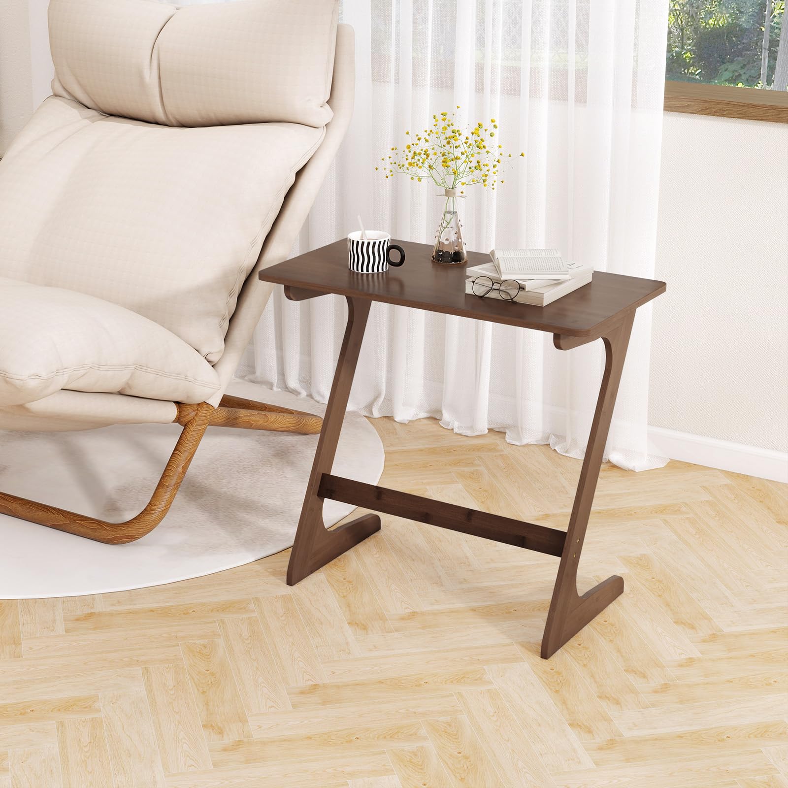Z-Shaped Bamboo TV Tray Table Set of 2
