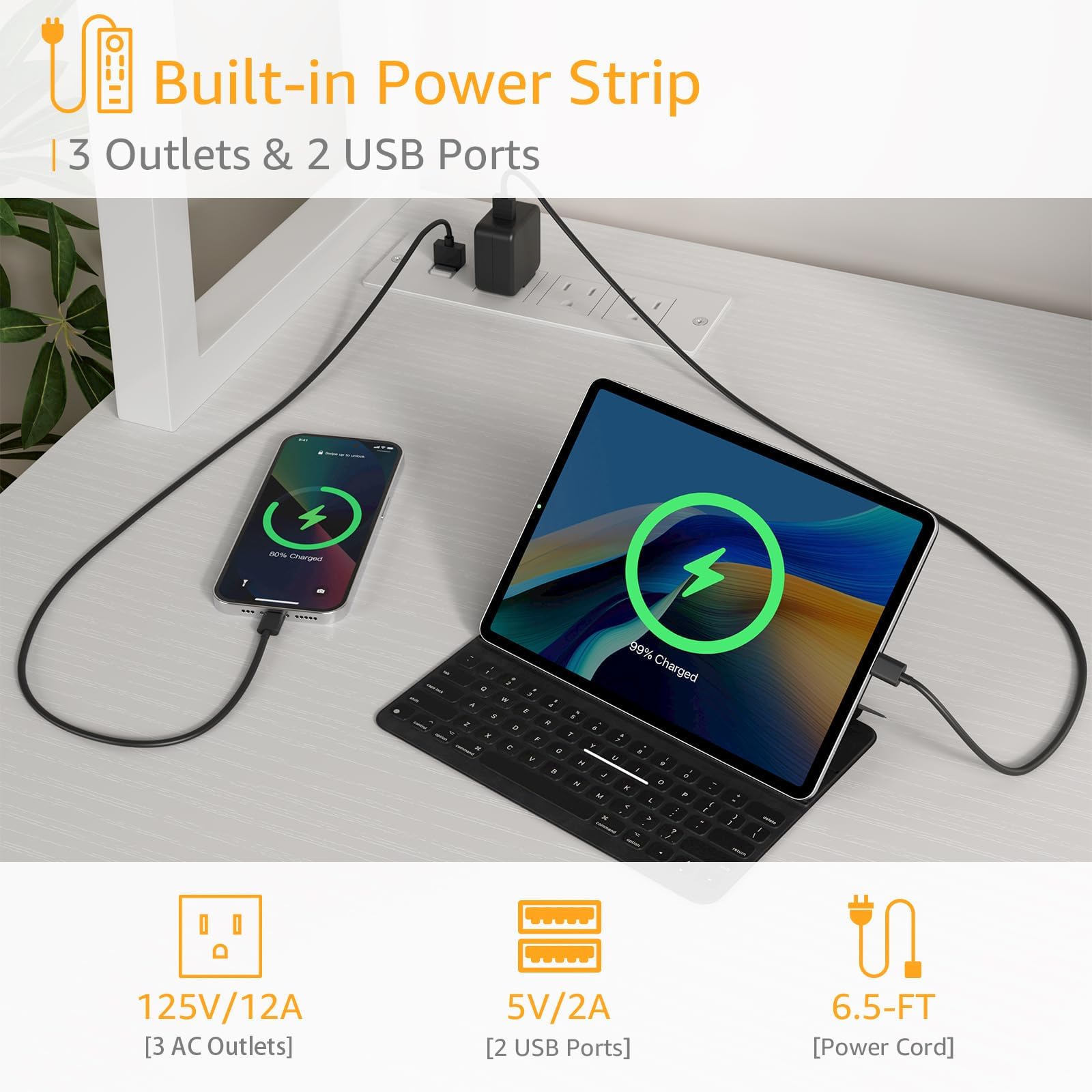 47 Inch Computer Desk with Hutch and Storage Drawers