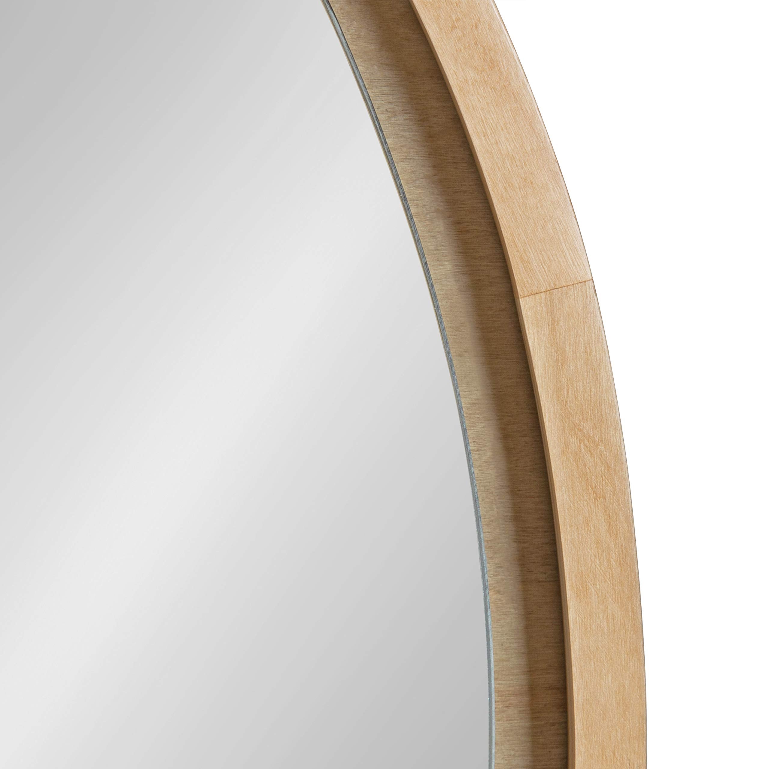 30-Inch Round Wood Framed Wall Mirror