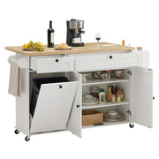 60" Kitchen Island with Power Outlet and Drop Leaf