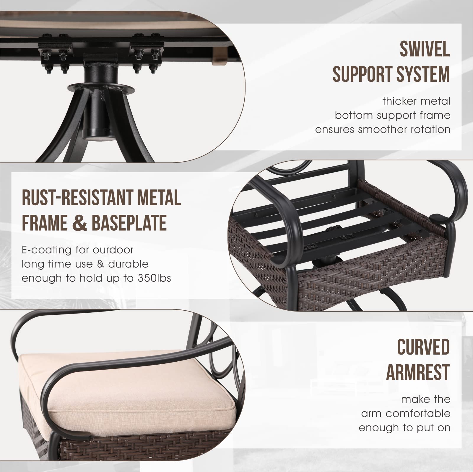 8-Piece Metal Outdoor Dining Set with Swivel Chairs