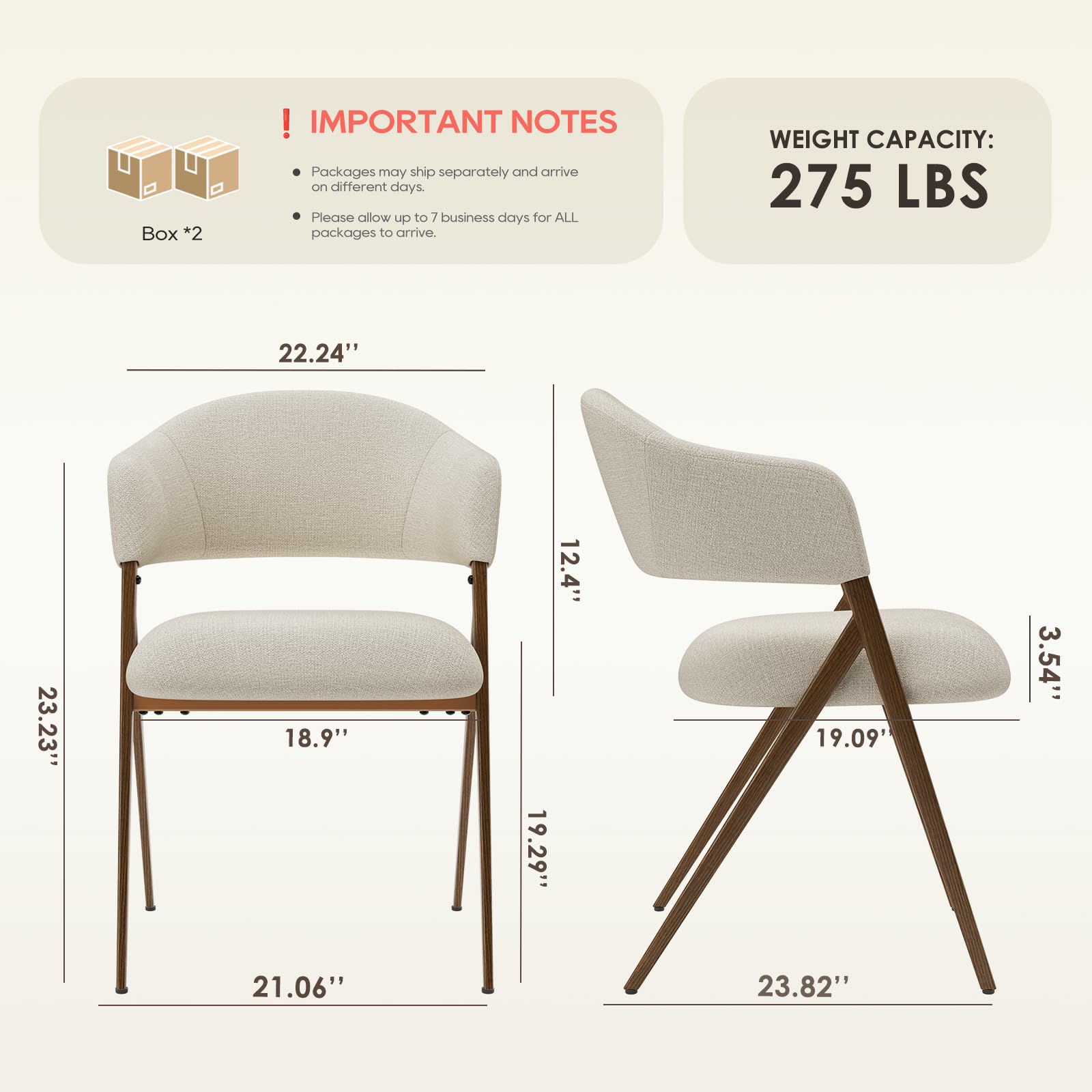 Dining Chairs Set of 4 Modern Fabric Upholstered with Open Back