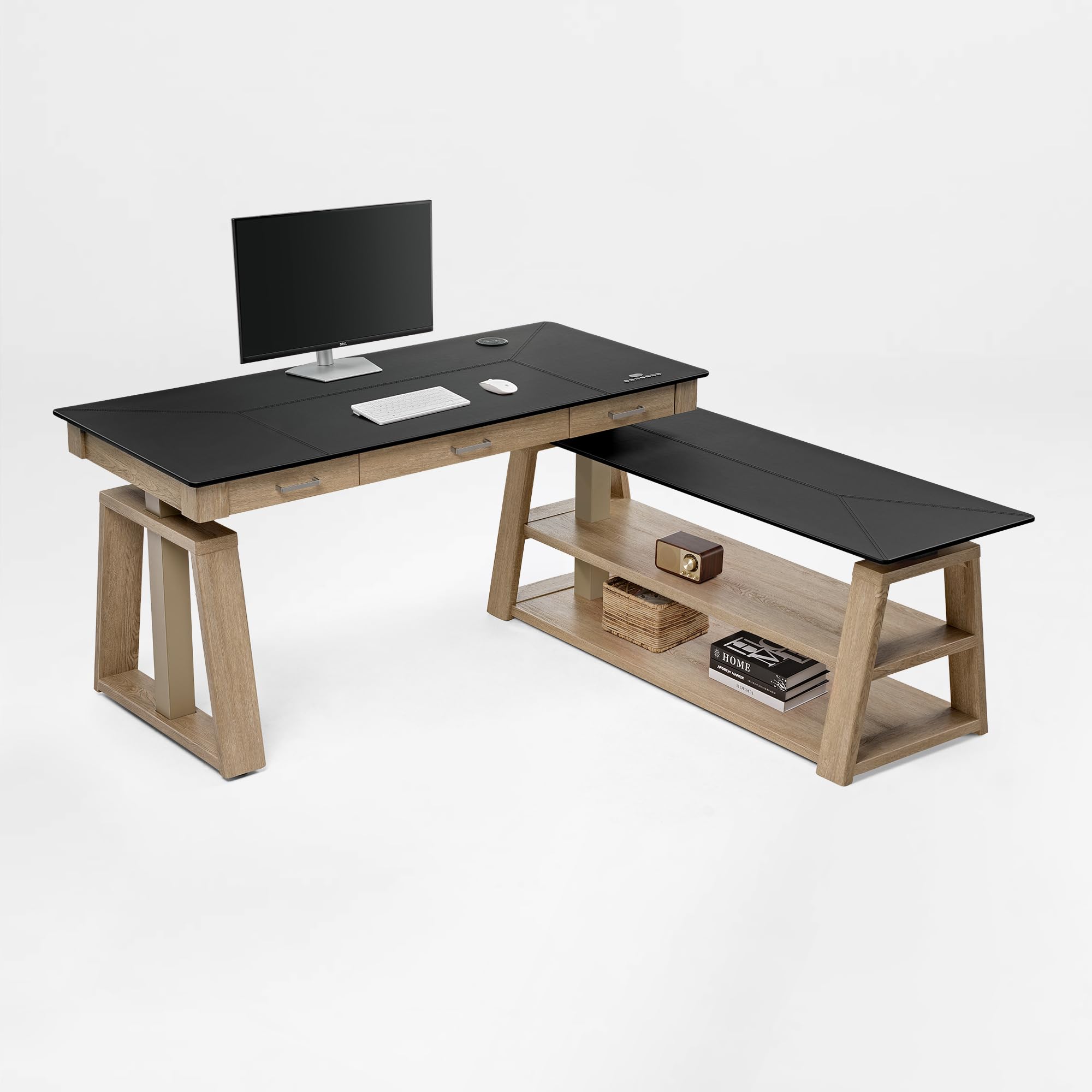 L-Shaped Standing Desk with Drawers 60 Inch