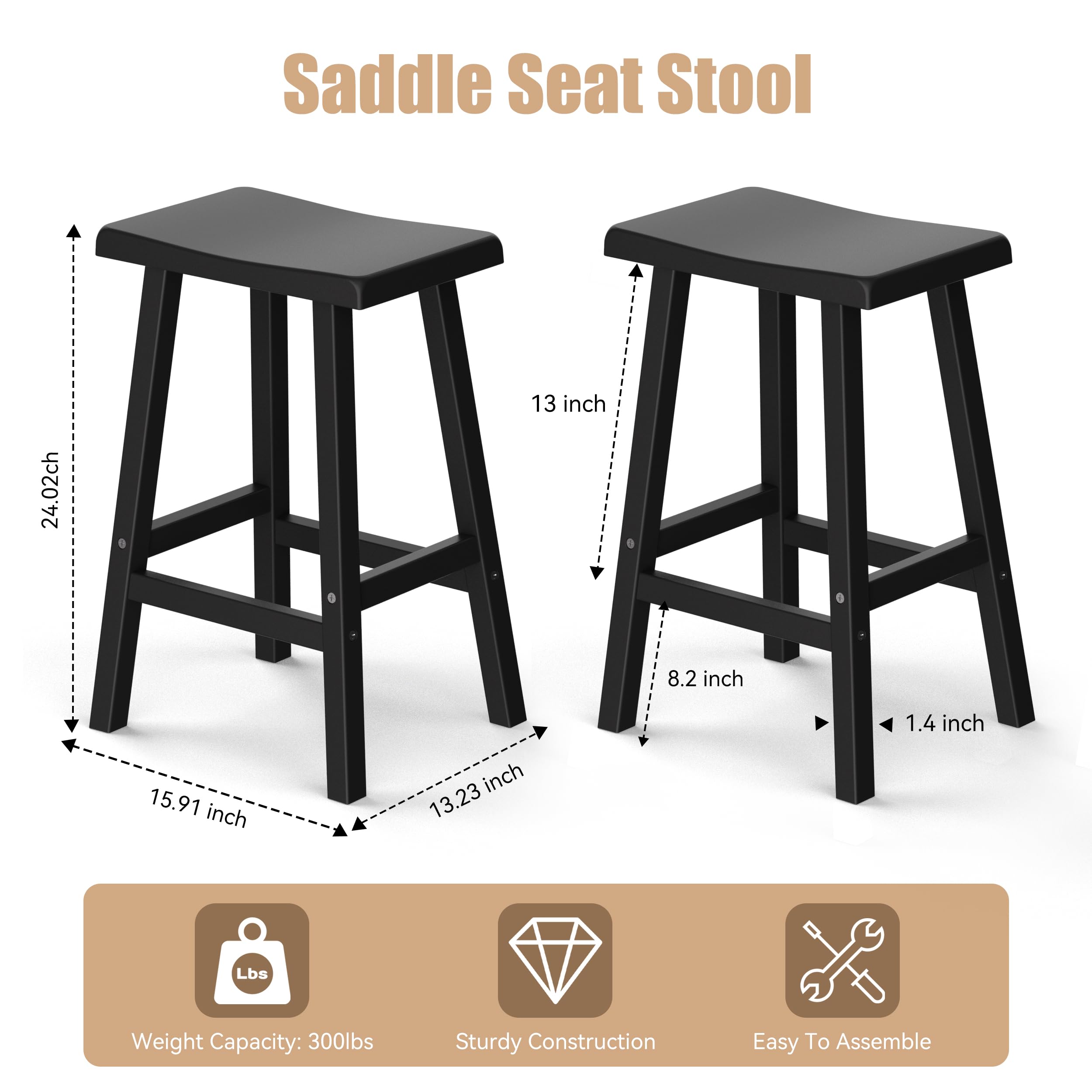 Waterproof Resin Bar Stools Set of 2