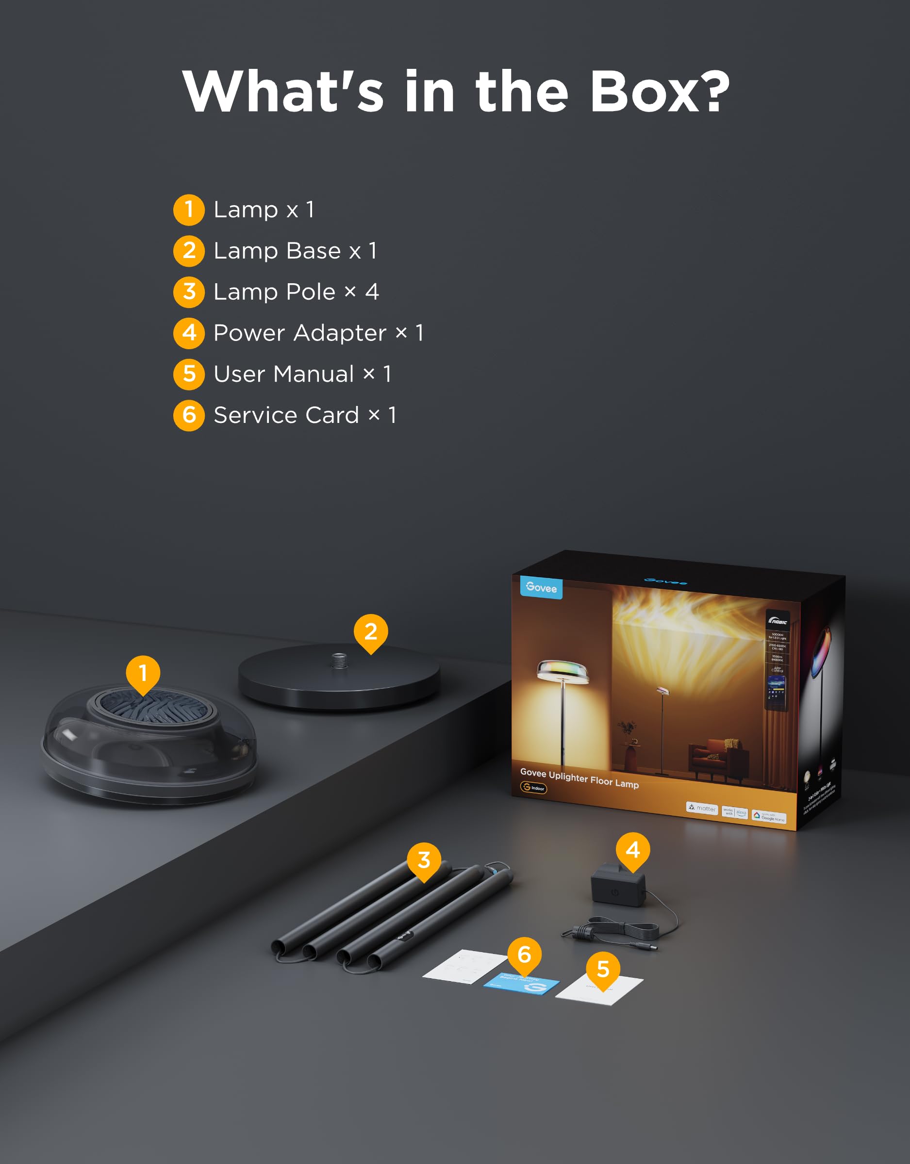 Smart RGBIC Uplighter Floor Lamp with Ripple Projector