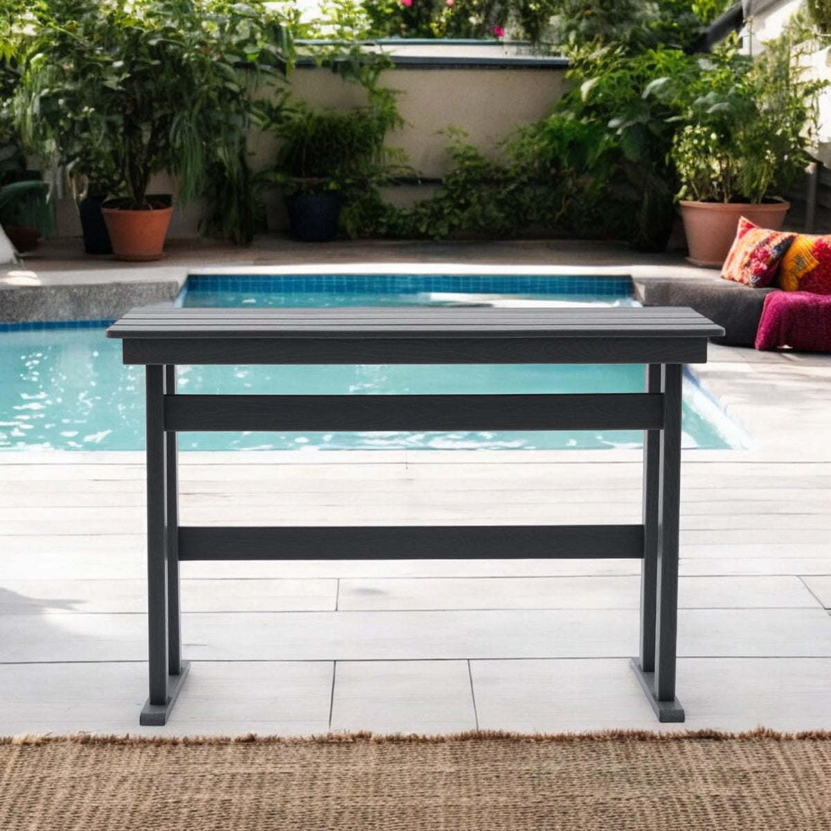 54" Outdoor Bar Height Patio Table - Dark Grey