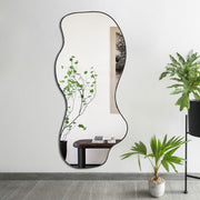 Irregular Asymmetrical Wall Mirror 47x21.6 Black