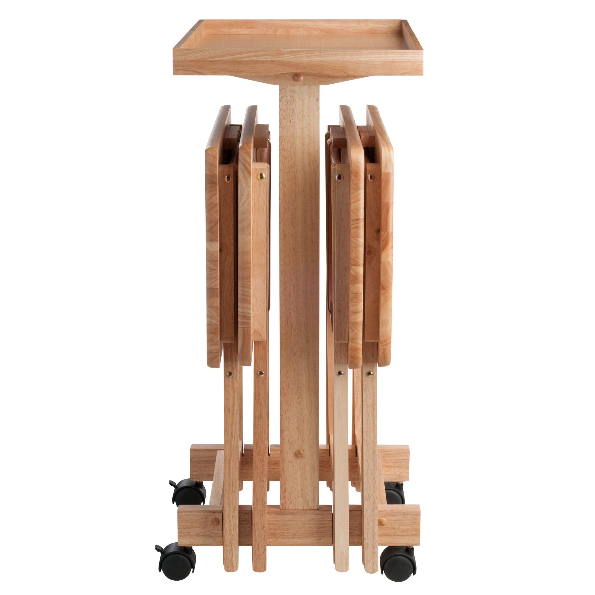 Isabelle Snack Table Set with Mobile Stand - Natural - Set of 4