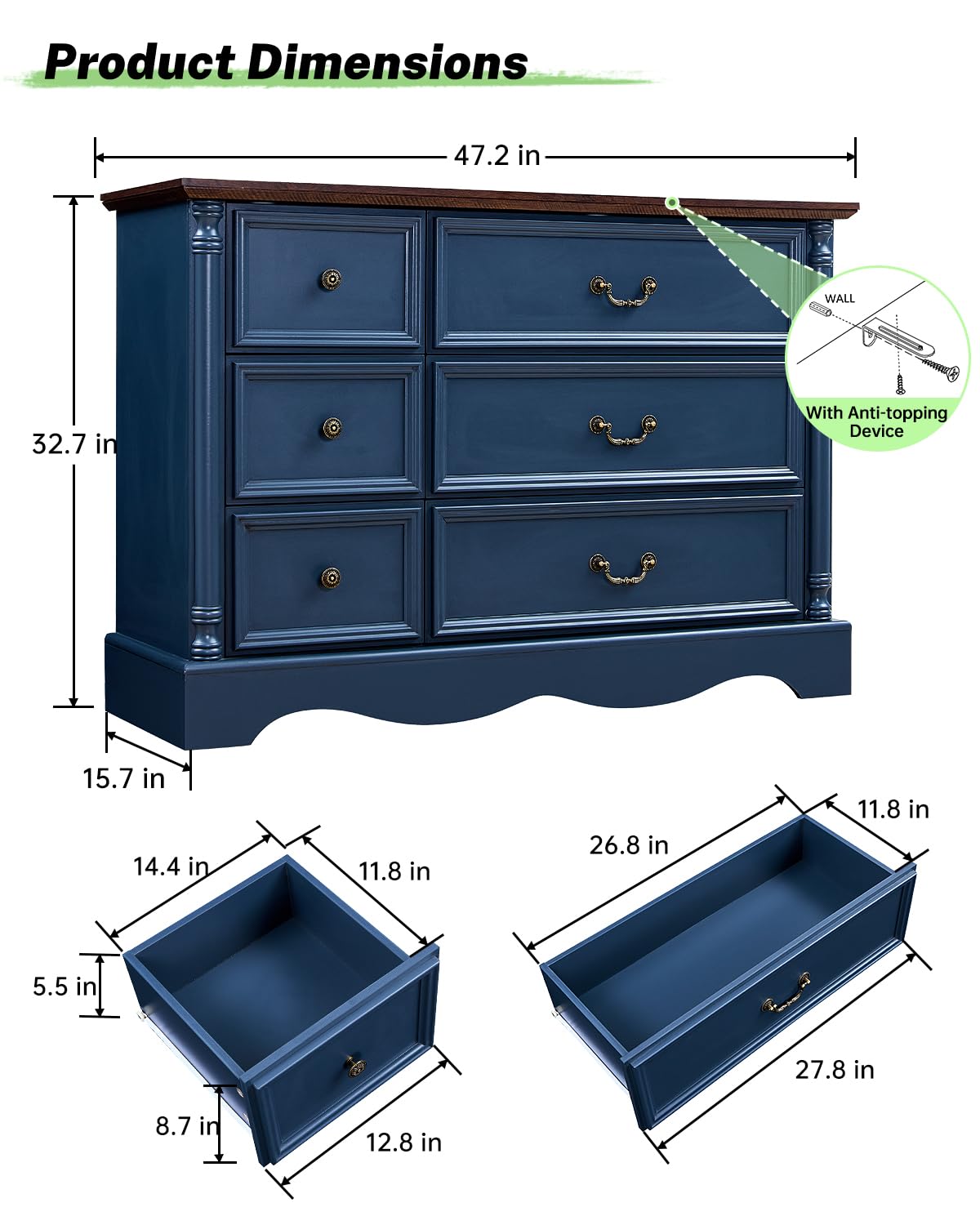 6-Drawer Dresser with Charging Station