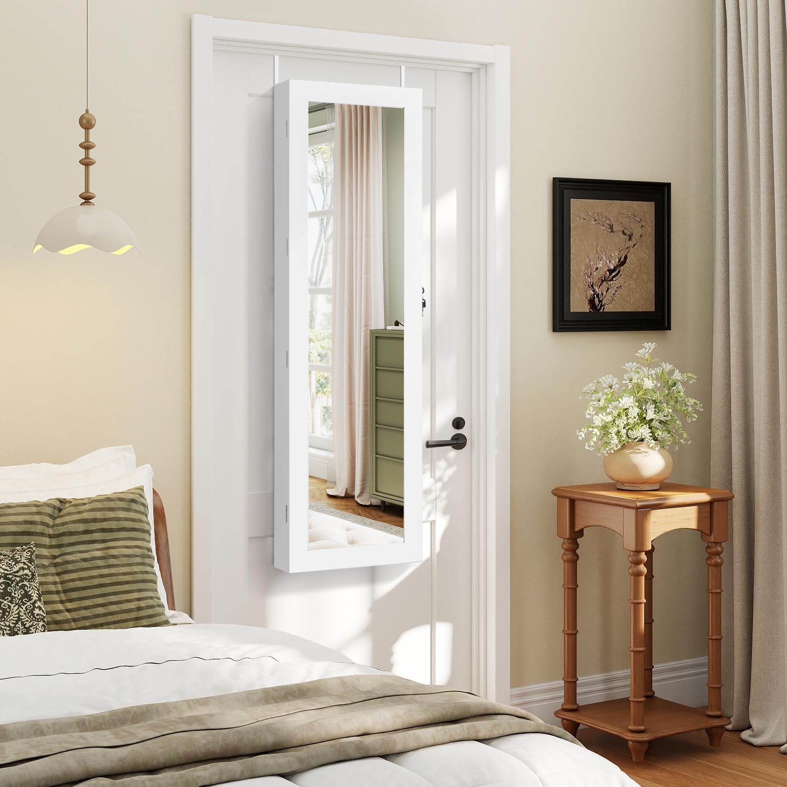 Wall Mounted Jewelry Armoire with 47" Full Length Mirror