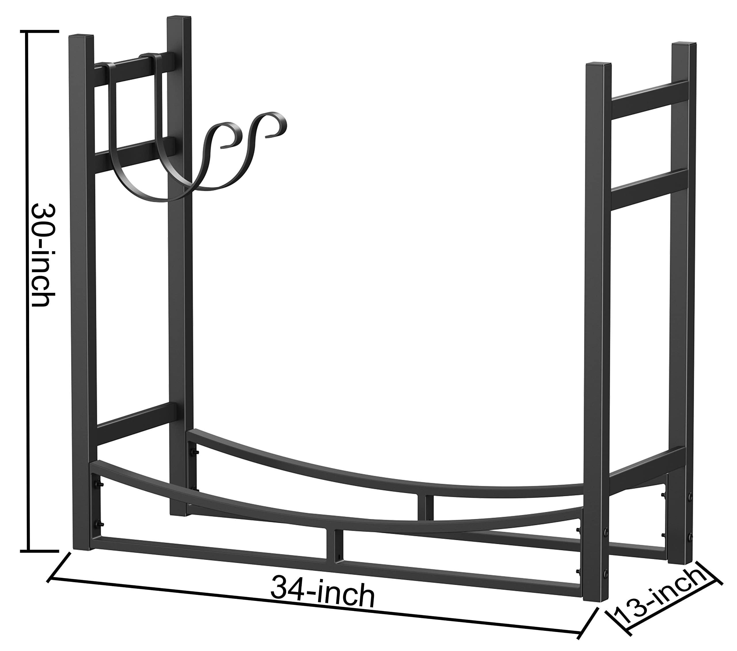 Fireplace Log Rack with Kindling Holder and 4 Tools