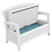 Outdoor Loveseat with Built-In Storage - White