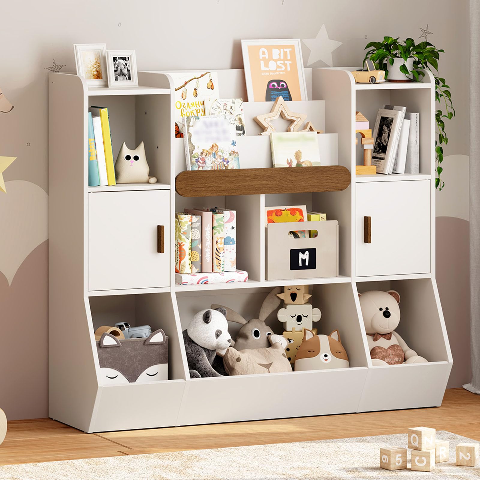Kids Toy Storage Organizer with 3-Tier Bookshelf