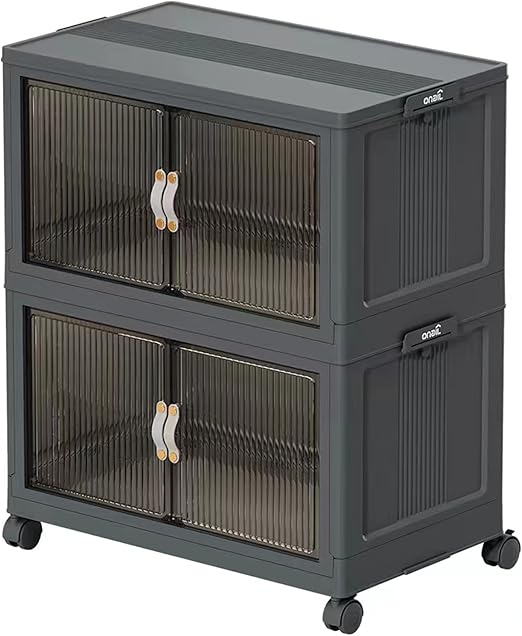 5 Tier Plastic Storage Organizer with Lids - 656Qt Collapsible Stackable Bins