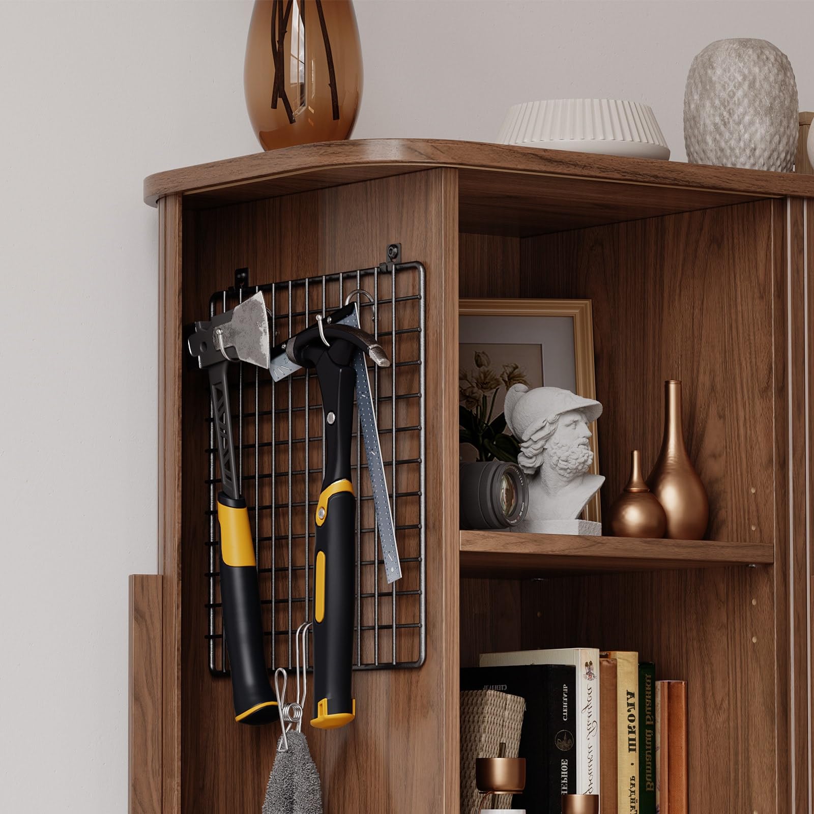 71" Fluted Pantry Cabinet with Adjustable Shelves and Pegboards