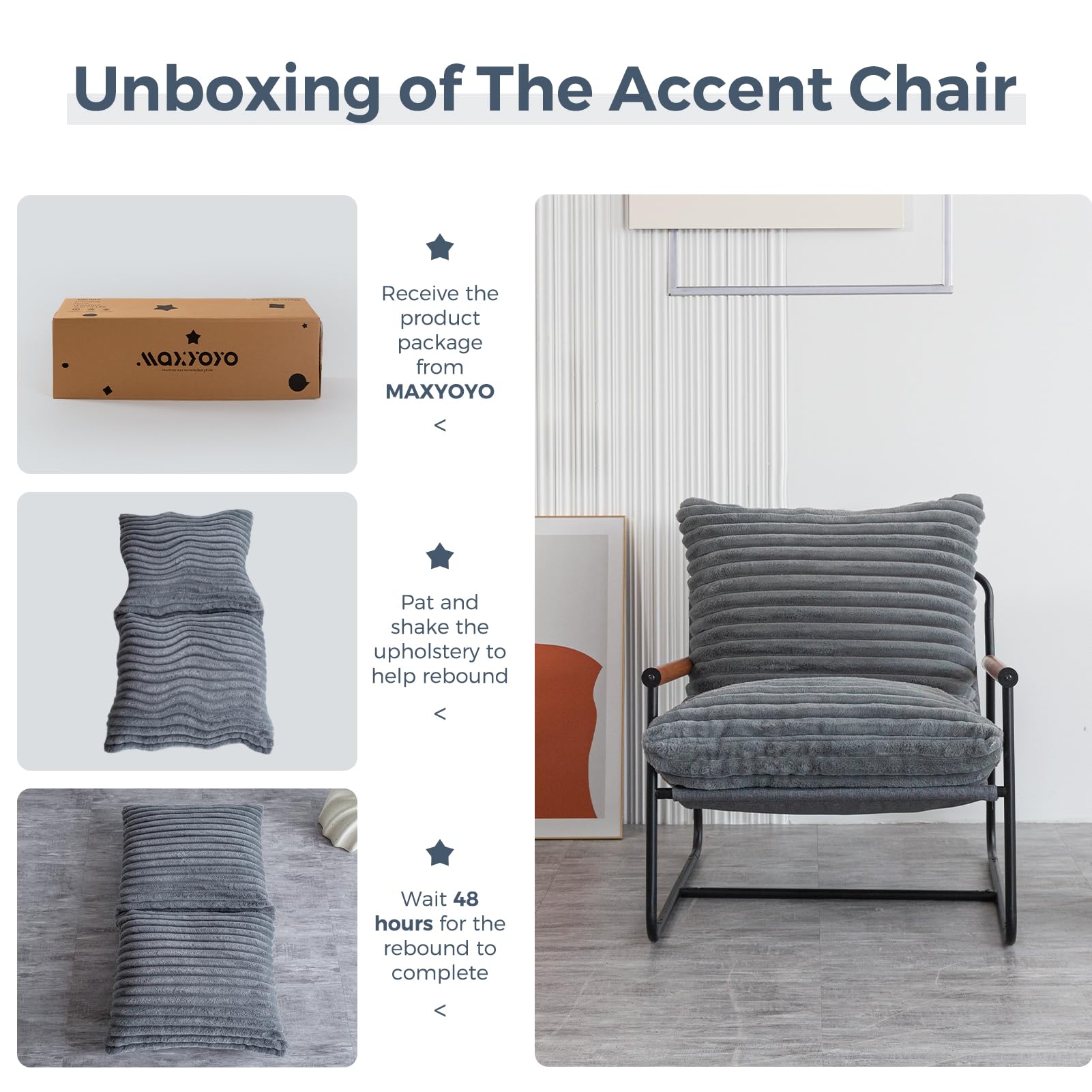 Sherpa Accent Chair with Wooden Arms