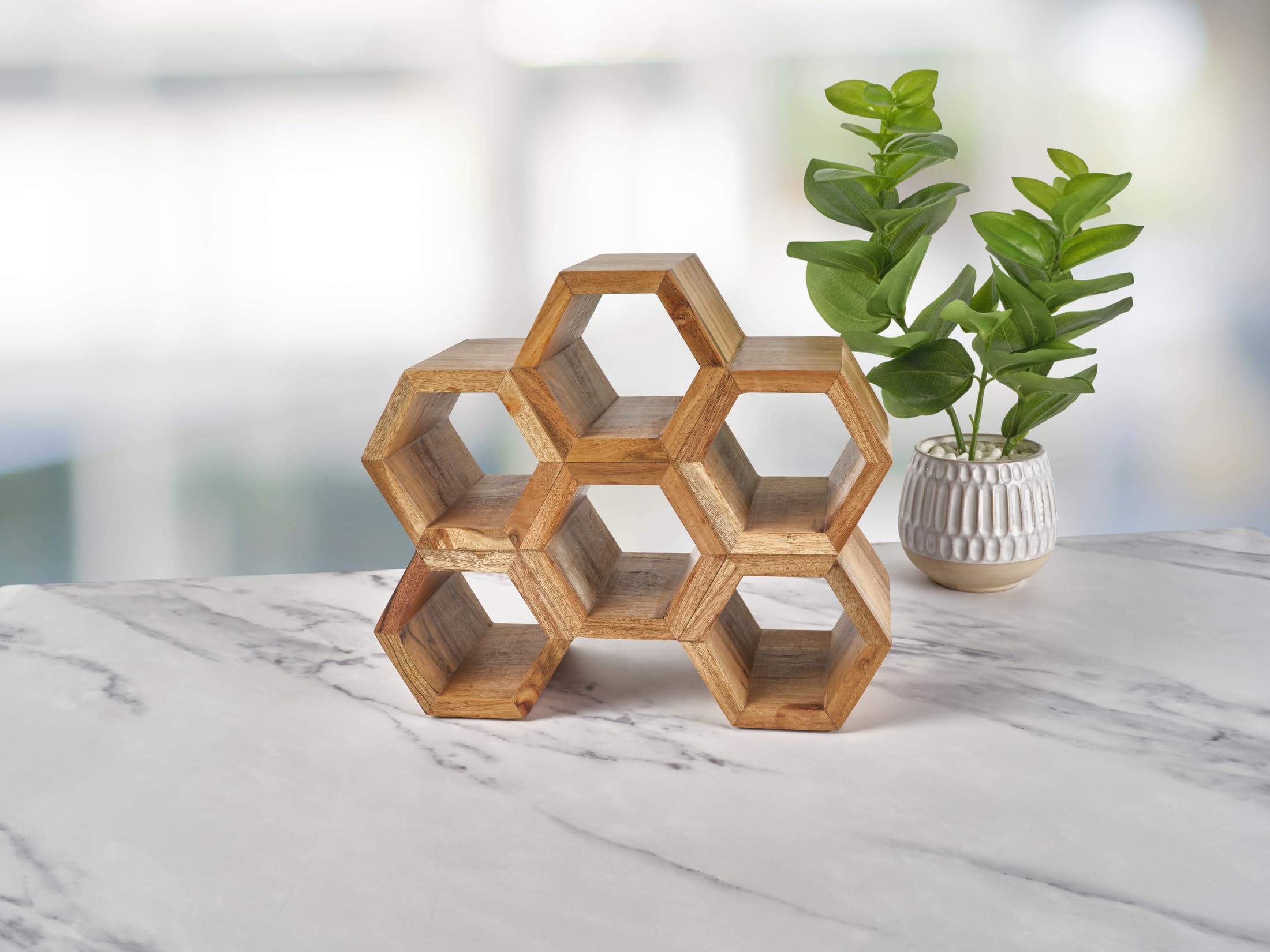 6 Bottle Acacia Wood Wine Rack