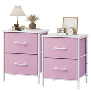 2-Drawer Pink Nightstand with Steel Frame