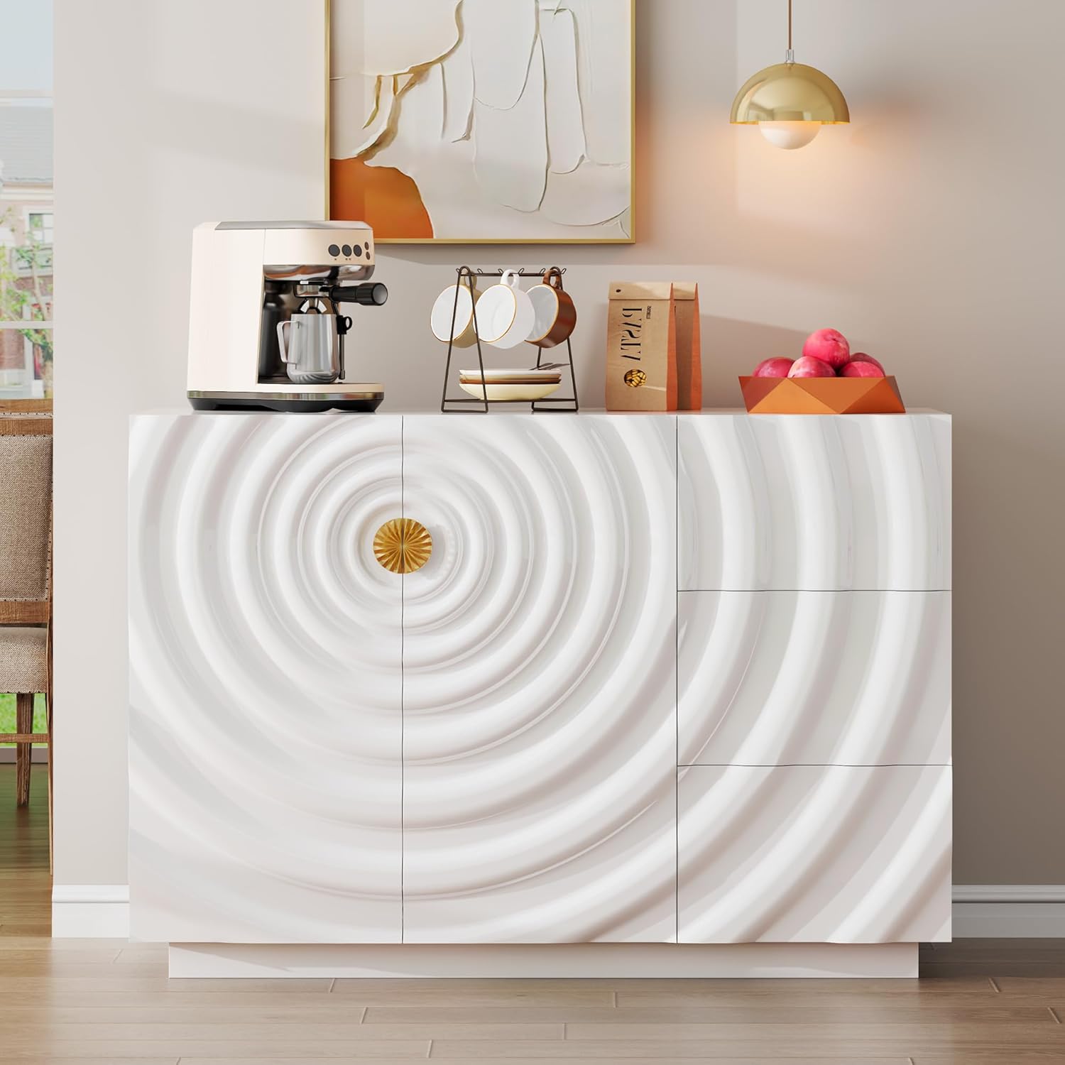 47.2" Sideboard Buffet Cabinet with Drawers and Adjustable Shelf
