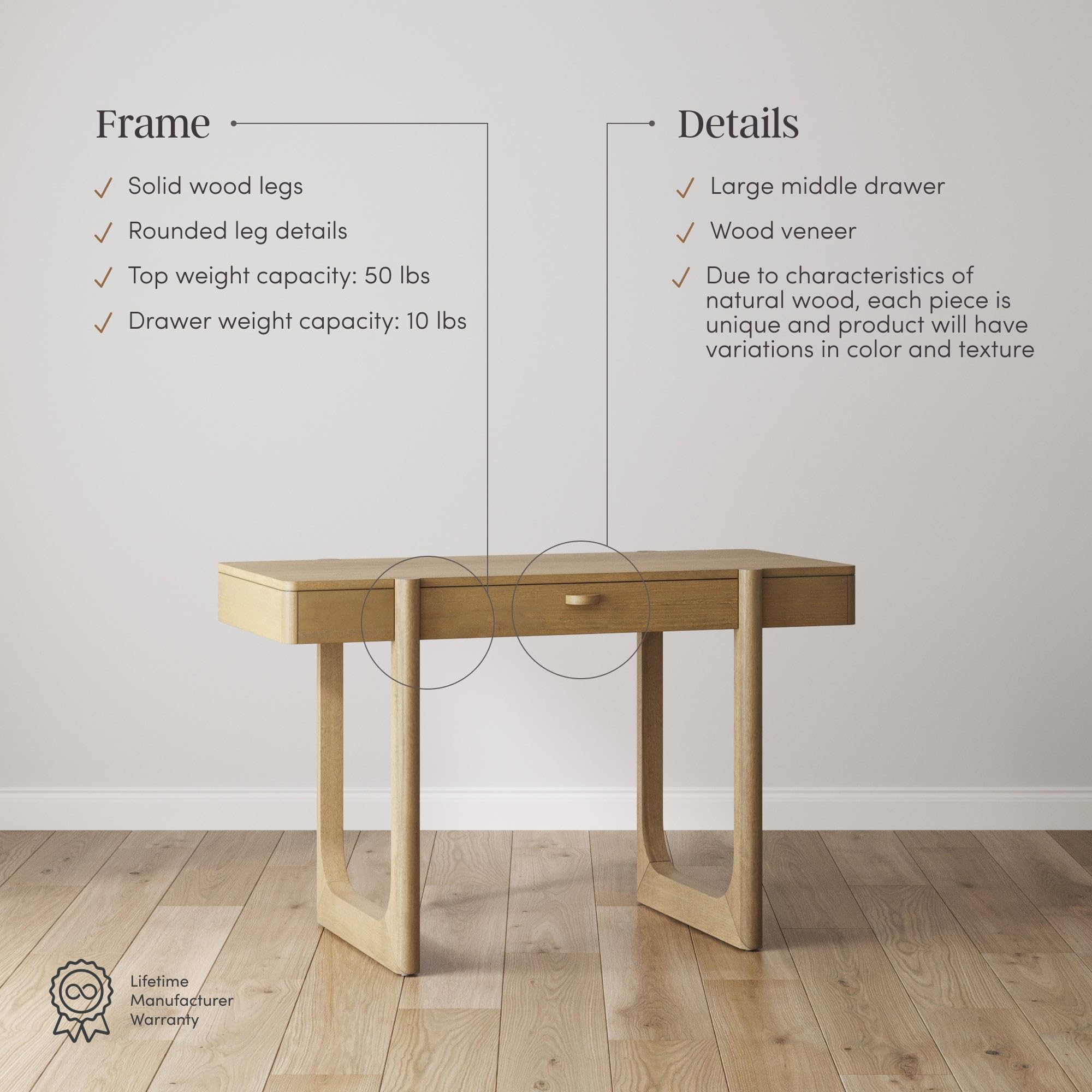 Mid-Century Modern Writing Desk with Drawer