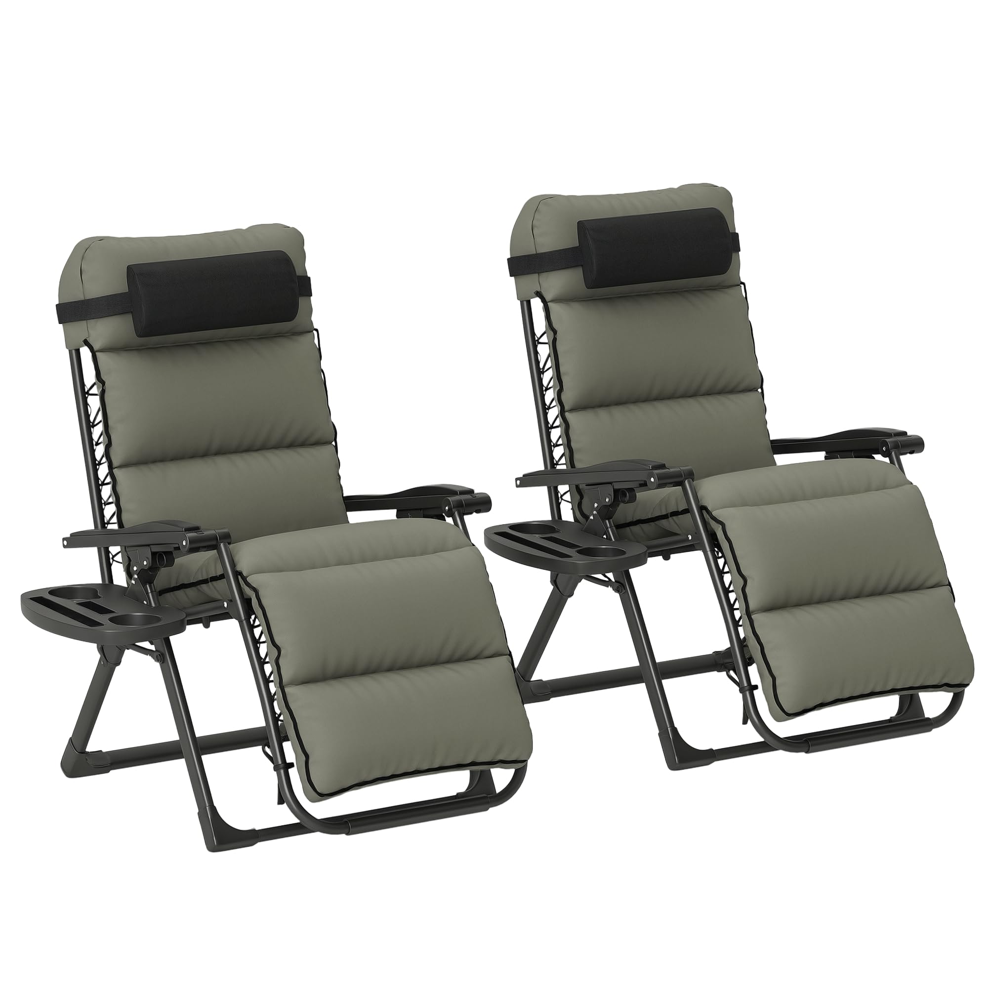 Zero Gravity Reclining Lounge Chairs Set of 2 with Cushions and Cup Holders