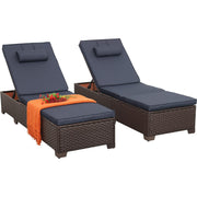 Outdoor Chaise Lounge Set of 2 with Adjustable Backrest