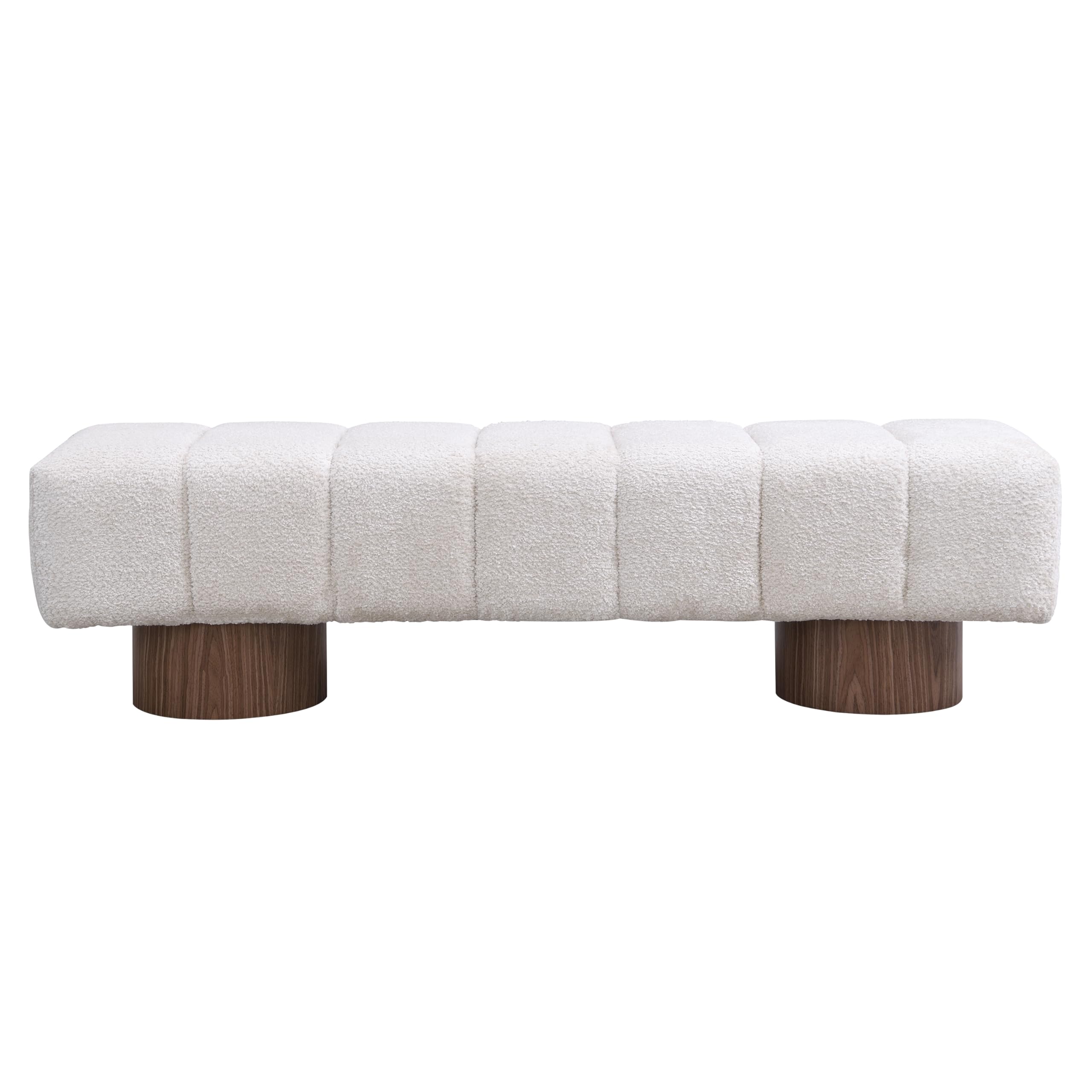 64" Boucle Dining Bench - Upholstered Ottoman Seat