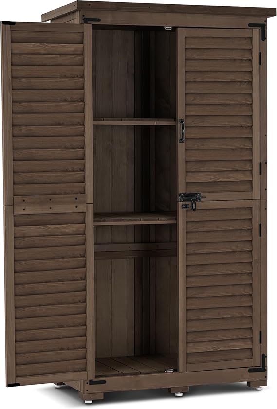 Outdoor Storage Cabinet with Lockers 63 Inches Tall