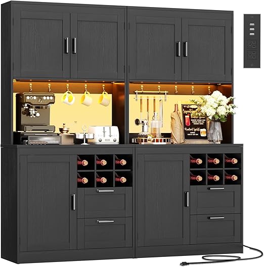 72" Tall Pantry Cabinet with LED Light & Outlet