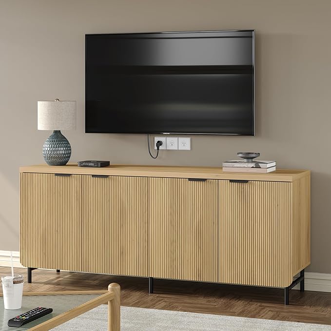 66.2" Fluted Buffet Cabinet with 4 Doors and Shelves