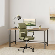Modern Upholstered Mid-Back Office Chair with Arms
