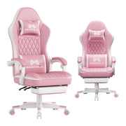 Gaming Chair with Footrest - Ergonomic PU Leather Computer Chair with Lumbar Support