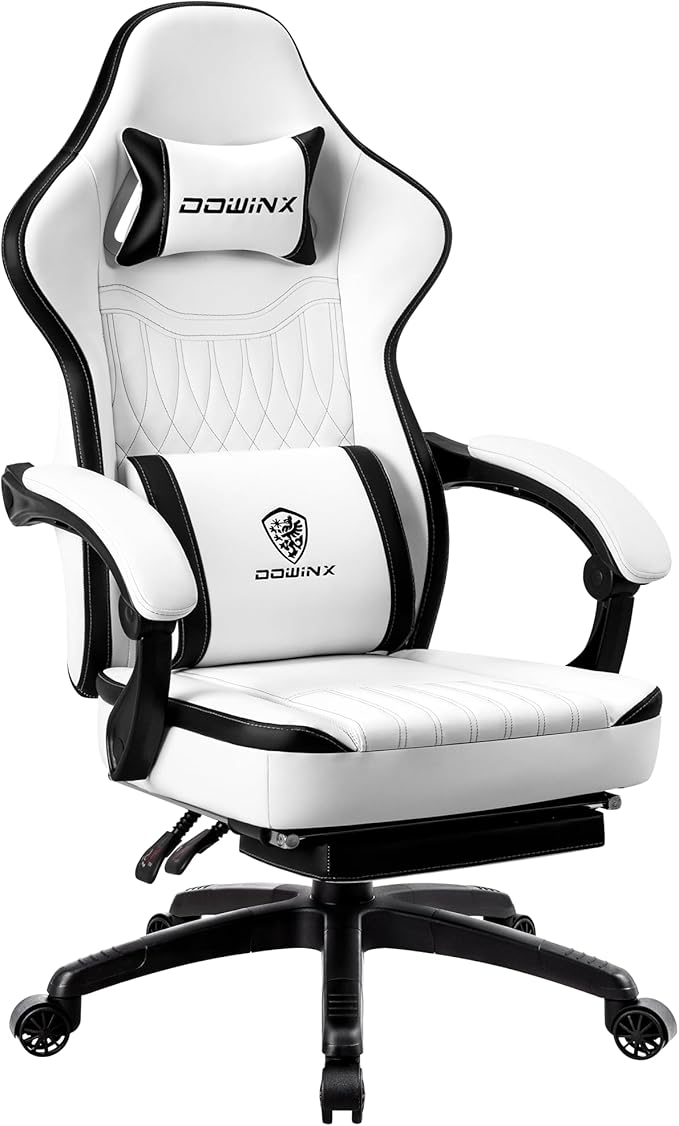 Ergonomic Gaming Chair with Massage Lumbar Support and Footrest