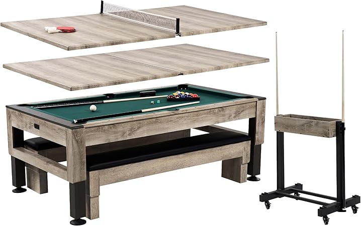 7' 3-in-1 Pool Table with Dining Top & Table Tennis