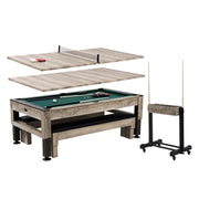 7' 3-in-1 Pool Table with Dining Top & Table Tennis