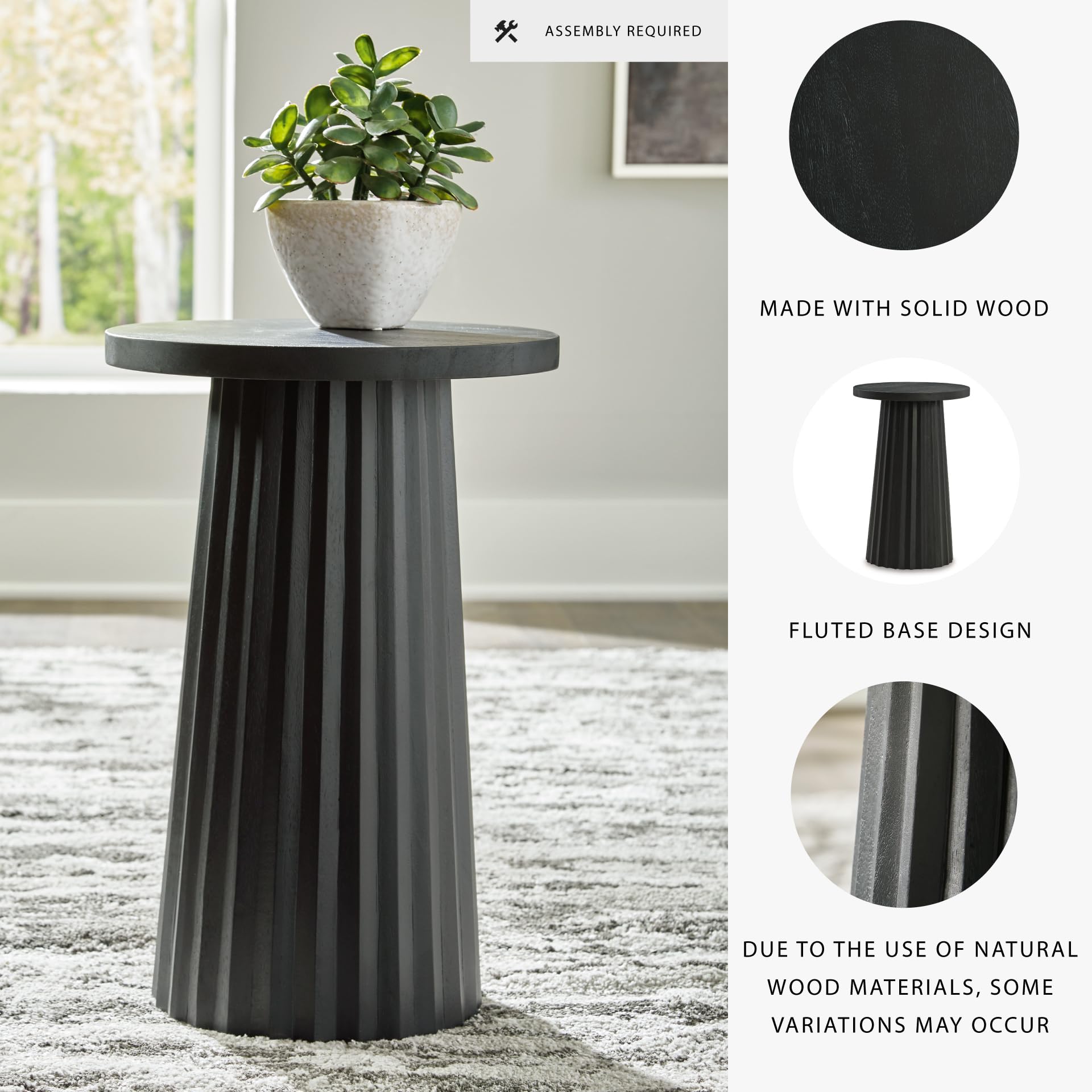 Modern Fluted Base Accent Table