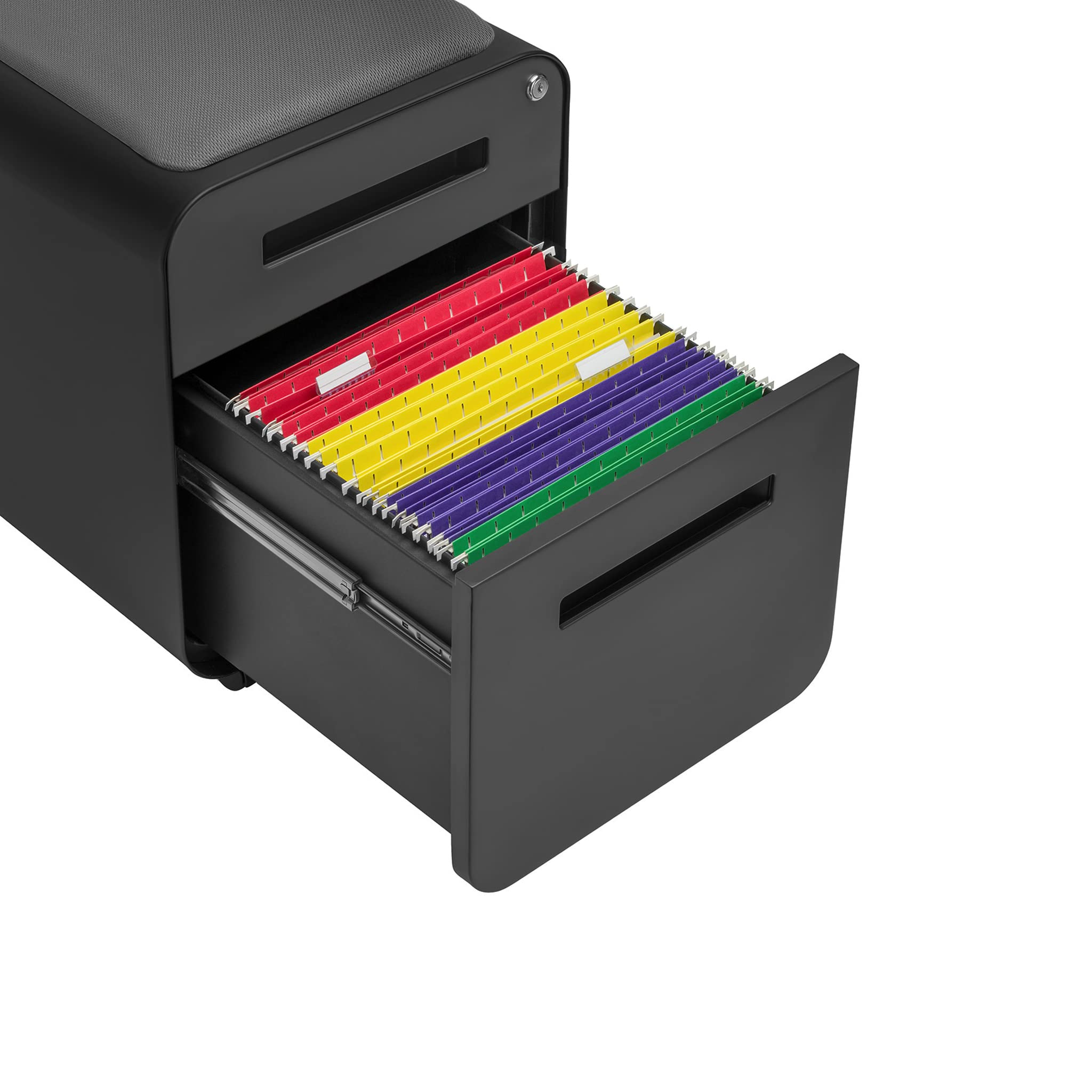 2-Drawer Mobile File Cabinet with Cushioned Seat